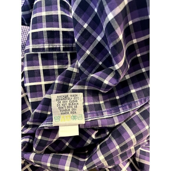 Men's Bugatchi Purple & White Long Sleeve Button Up Dress Shirt, XXL - Picture 2 of 11